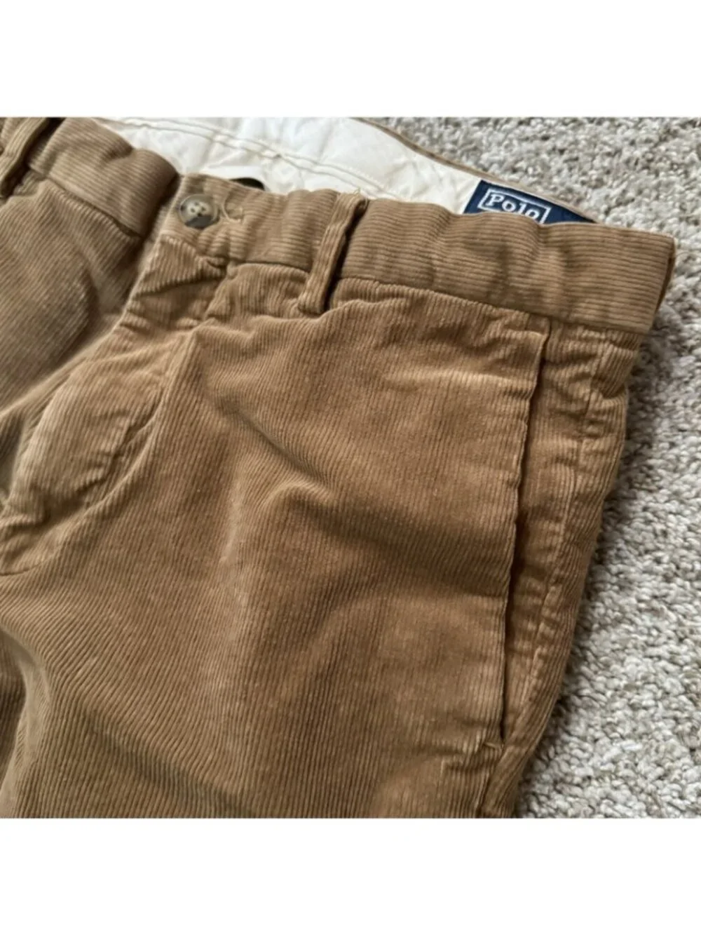 Polo Ralph Lauren Pants Men's Size 31x28 Slim Fit Corduroy Brown Flat Front